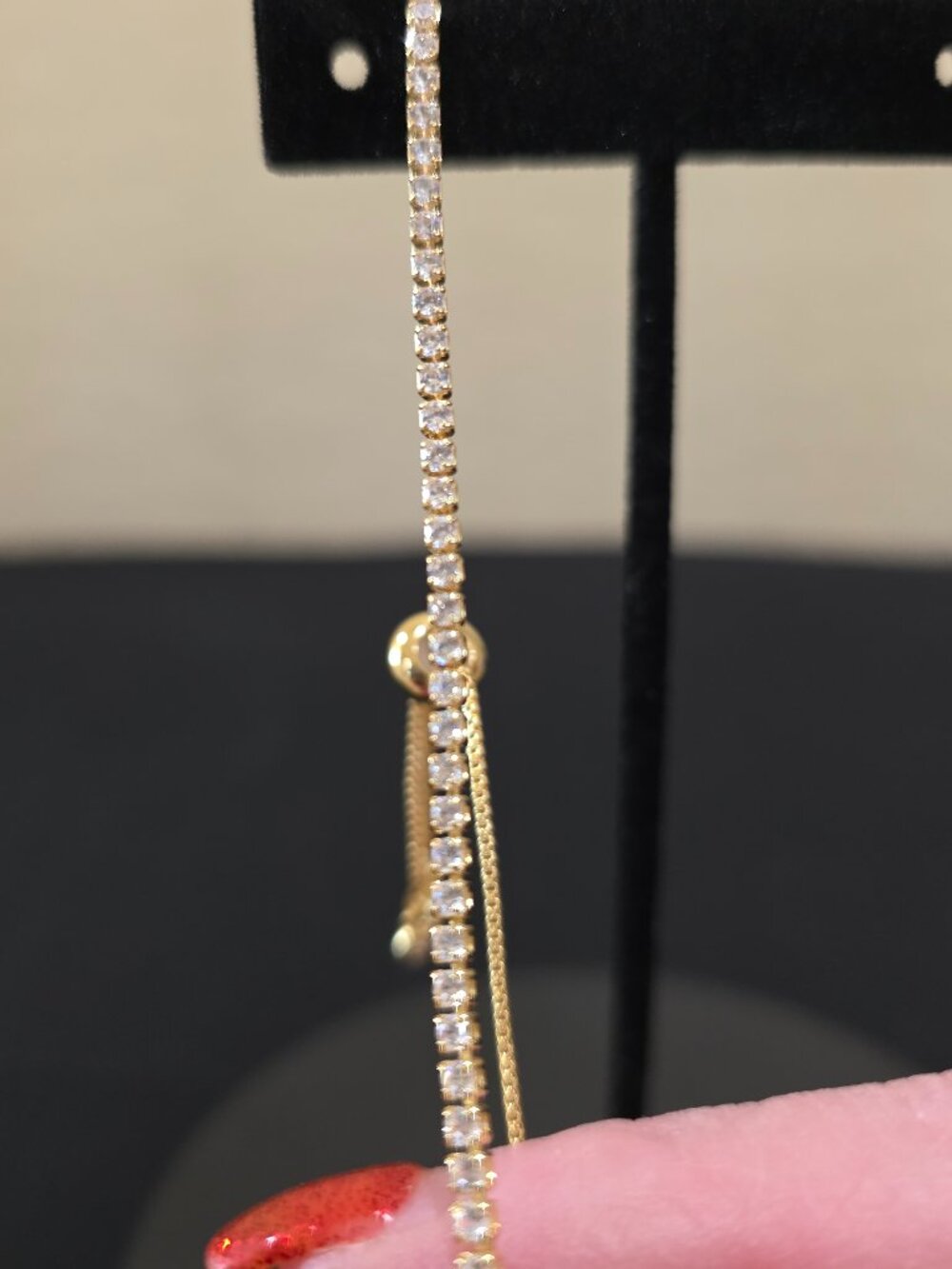 Elegant Gold Adjustable Slider Tennis Bracelet Round Classic Sparkling Crystals